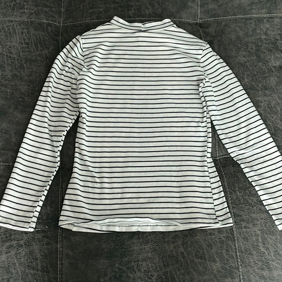 High Neck Long Sleeve Slim Fit Stretch Striped Top - Picture 9 of 9